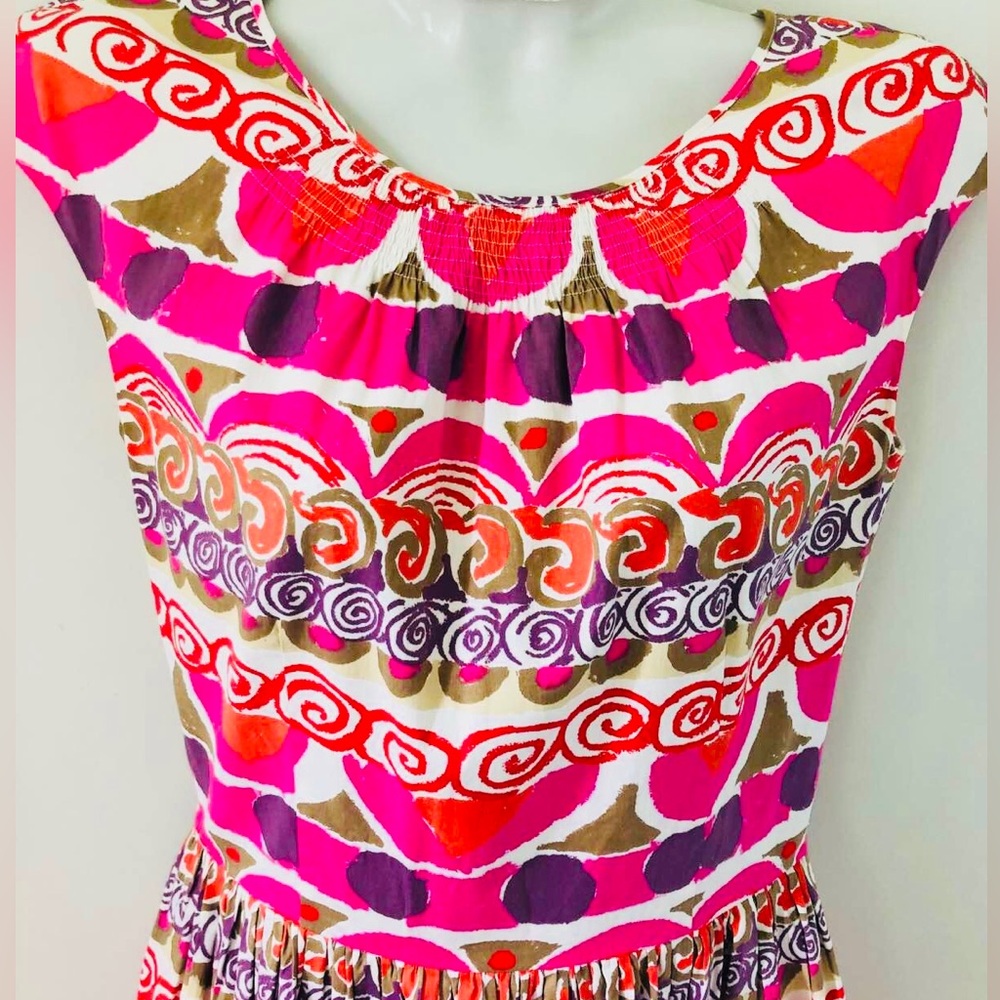 Prada Pink Multicolor Printed Midi Dress. Size 38 - Picture 3 of 10